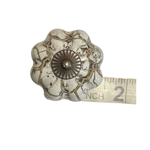 Silver Pumkin Knob Pull with Grey Marble Finish - Picture 3 of 3